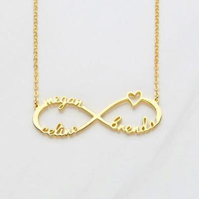 China Latest Design Environmentally Friendly Gold Plated Necklace Jewelry Stainless Steel Custom Name Knot Necklace for sale