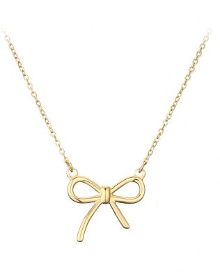 China Fashionable Simple Rose Gold Plated Girl Heart Bow Knot Environmental Friendly Necklace for sale