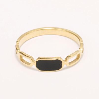 China Fashion Ring Female Chain Black Rose Gold Environmentally Friendly Personalized Hollow Ring for sale