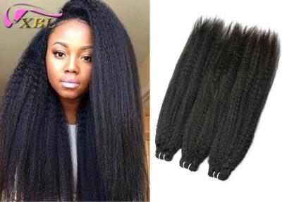 China Natural Kinky Straight Malaysian Virgin Hair Bundles Black And Soft , Use At Least 2 Years for sale