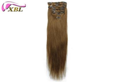 China Ningún clip del enredo en pulgadas rectas sedosas de Brown de las extensiones del cabello humano las 22 en venta