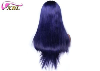 Chine Longs cheveux droits humains brésiliens bleus de la perruque 100% d'avant de dentelle de cheveux de partie moyenne à vendre