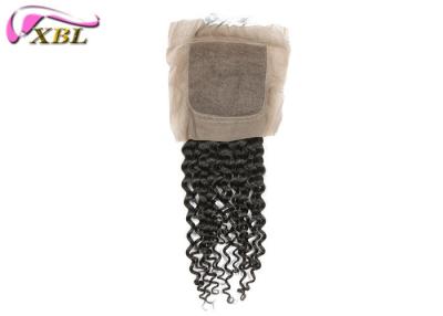 China Black Silk Base Full Lace Closure Curly Style 4x4 Size Lace No Tangle And Shedding for sale