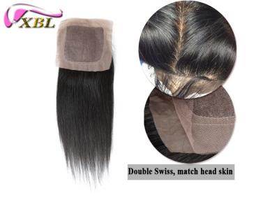 China Straight Brazilian Virgin Hair Silk Base Full Lace Closure With Baby Hair Brown Color for sale