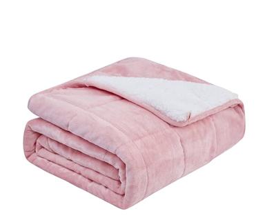 China Breathable Soft Warm Thick Heavy Anti-pilling Flannel Sherpa Blanket With 0.8mm Glass Beads Winter Large Weighted Blanket Throw For Adult for sale