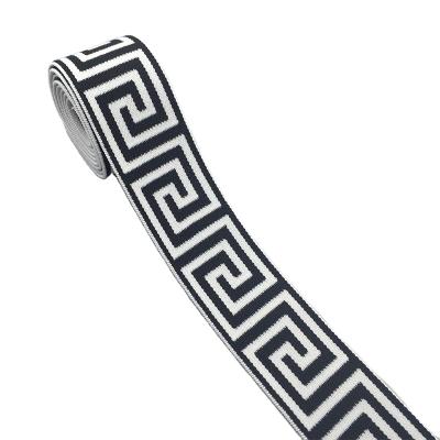 China Custom Viable Logo Ribbon Geometric Jacquard Elastic Band Nylon Webbing for sale