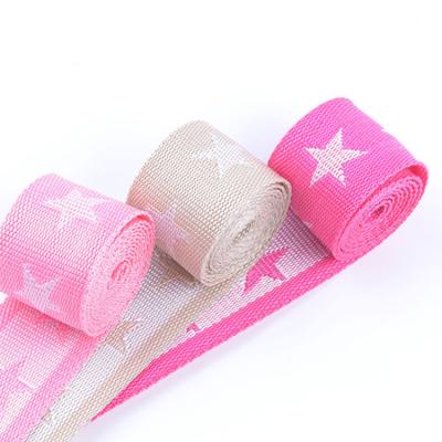 China 3.8cm elastic star jacquard ribbon nylon industry decoration garment accessories shoes material bag hanging ribbon customized for sale