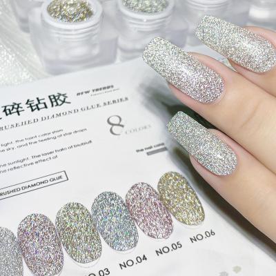 China Fresh Bundi Broken Drill Nail Polish 8 Colors Canned Reflective Strobe Private Label Nail Polish Set UV Gel Polish for sale