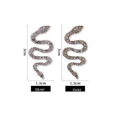 China 3D Nail Art DIY Decoration 3D Nail Metal Alloy DIY Art Full Diamond Snake Large Oversized Flatback Nail Charms For Nail Decorations for sale