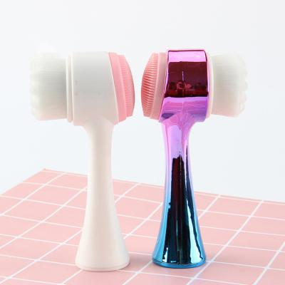 China Acne Treatment Pore Exfoliating Double Sided Washing Brush Beauty Facial Hair Remover Facial Cleansing Brush for sale