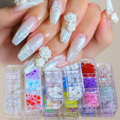 China Easy Apply Wholesale 3D Vietnam Kawaii Nails Art Resin Flower Nails 3D Charms Design Handmade Nail Acrylic Flowers for sale