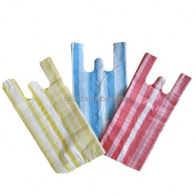 China Recyclable for supermarket and restaurant Africa market stripe pla polyester stripe vest handles bags / vest carrier bag for sale