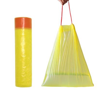 China Disposable plastic disposable drawstring t on rolls 23 gallon yellow commercial waste bags for sale