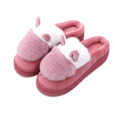 China Thermal ears, wedges, high heels, warm ladies and thick slippers in autumn and winter. for sale