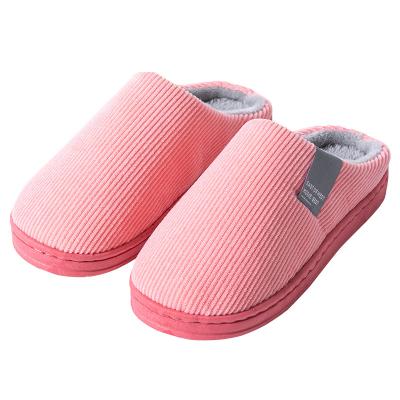 China Autumn And Winter Corduroy Thermal Couple Pack Warm Wooden Half Floor Indoor Warm Slippers. for sale