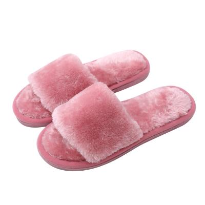 China Mao Mao thermal open women's indoor wooden floor warm slippers in autumn and winter. for sale