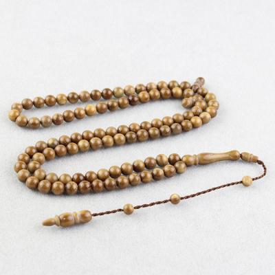 China Fast Shipping Religious Factory Round Brown 6MM Kuka Natural Wood Tasbih 99 Beaded Muslim Prayer Necklace Islamic Religious Bead Gift for sale