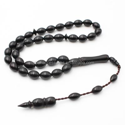 China Religious Factory Wholesale Muslim Finished Rice Counter Shape 6*9MM Black Custom Beads Kuka 33 Wooden Tasbih 100% Islamic Rosary for sale