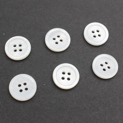 China Viable Factory in Running River Shell Button Down Shirt Clothing Flatback Large 15MM Quality Natural Round White Pearl 4 Hole Shell Buttons for sale