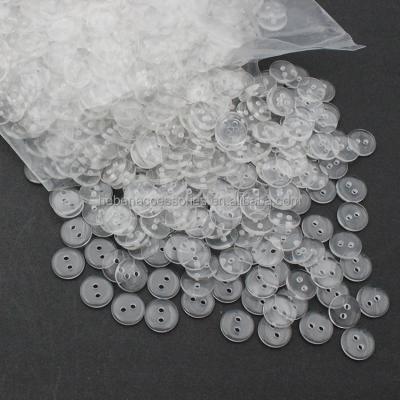 China Factory Ship Bulk Plastic Not Dyed Clear Pearl Button No Logo Washable 2 Hole Large Size Eco Resin Transparent Buttons For Clothes for sale