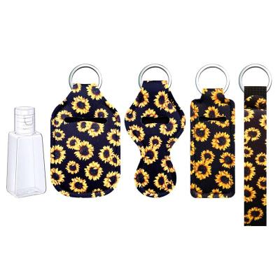 China OTHER Neoprene Wristband Lanyards Key Chains Neoprene Hand Sanitizer Lip Balm Keychains for sale