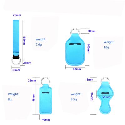 China Fasion White Lip Gloss Holder Key Chain Neoprene Lipstick Stick Holder Solid Lipstick Sanitize Holder Key Chain For Sublimation for sale