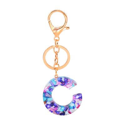 China WOMEN KEY CHAIN ​​Key Chains Custom Metal Ring Women Sparkle Letter Resin Mold Key Chain With Name for sale