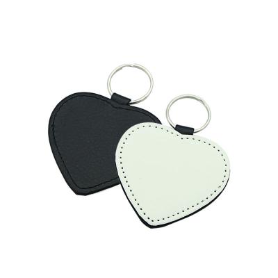 China Promotion Gift Custom Leather Heart Sublimation Keychains Blank Keychain Blank Ring With Logo for sale