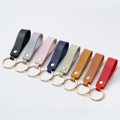 China Custom Car Gold Logo Car Key Chain Key Holder Ring Leather Key Chain Leather Key Chain for sale