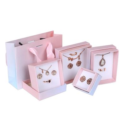 China Handmade Custom Pink Jewelry Boxes Earring Ring Bracelet Paper Jewelry Packaging Box With Logo for sale