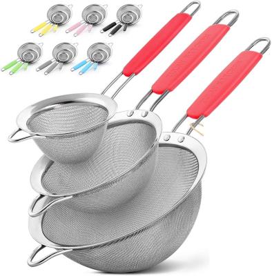 China Good Sustainable Mesh Wire Sieve Strainer With Non-slip Handles Kitchen Strainer for sale