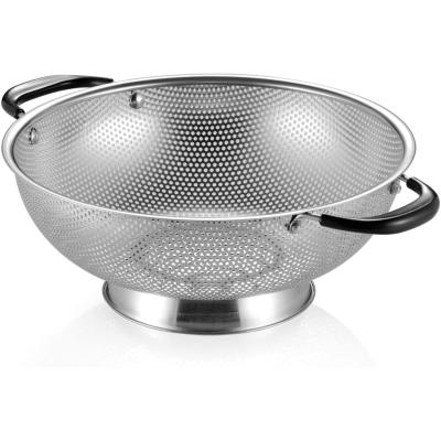 China Sustainable Stainless Steel Colander Kitchen Strainer With Handle Metal Colander Strainer for sale