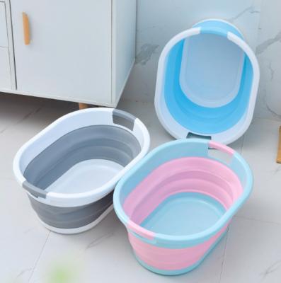 China Minimalist Folding Laundry Basket Storage Organizer Plastic Portable Laundry Basket for sale