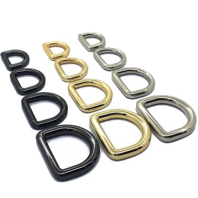 China Nickel Silver Gold Black Free Custom Leather Metal D Ring Buckle For Bags Belt 1 Inch Handbag D Clip Shape for sale