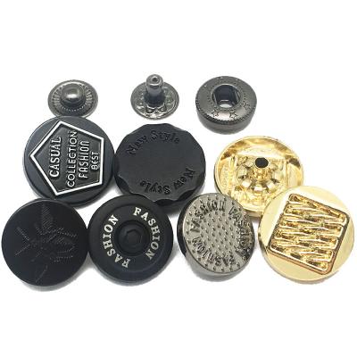 China Sustainable Custom No Minimum Embossed Empty Women Clothes Like Black Snap Metal Clip Buttons For Clothes for sale