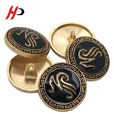 China Decorative Dry Cleaning Zinc Metal Styles Engrave Black Enamel Custom Clothing Buttons for sale