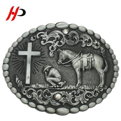 China Washable.eco-friendly.durable.nickel flat cross horse webbing hardware anchor tool free molded animal main belt buckle making deliveries for sale