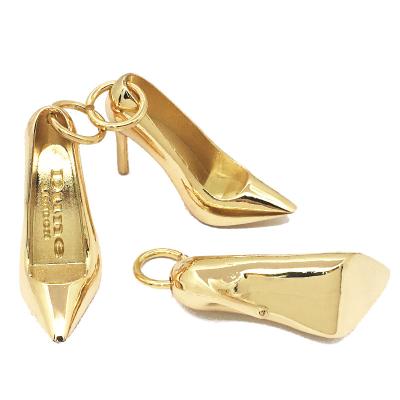 China For Garment Gold Small Shoes Shaped Custom Metal Logo Charms Tags With Jewelry Handmade Metal Crafts Logo for sale