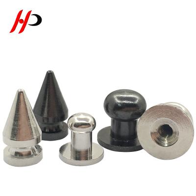 China Wholesale Ornamental Cone Spike Screwback Brass Custom Size Handbag Rivet Studs Silver Nickel Free For Bags for sale