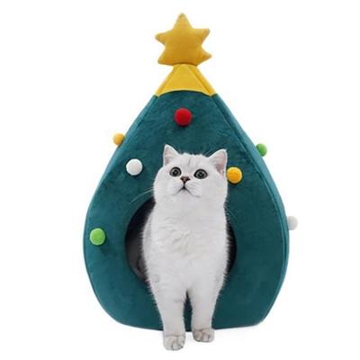 China New Breathable Winter Warm Christmas Style Cat Beds Fashion Manufacturing Modern Pet Bed Cave Bed for sale