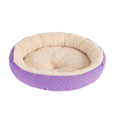 China Viable Wholesales Muti-colors Print Pet Warm Round PED With Soft Cotton Velvet 3D PP Cat Dog Bed for sale