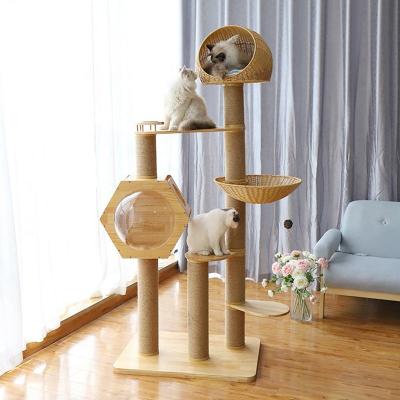 China Modern Luxury Cats Factory Direct Selling Price Pet Scratcher Large Luxury Wood Cat Tree for sale