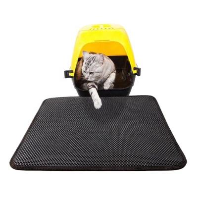 China Durable Double-Layer Filter Anti-Wear Black Eva Cat Supplies Cat Litter Mat Splash-Proof for sale