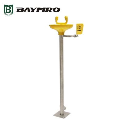 China Electronics Industry Pedestal Mount Stainless Steel And ABS Yellow Eye/Face Wash Eye Wash Stations for sale