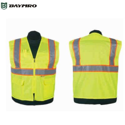 China LED Construction SNAP Surveyor Vest Security Safety Invest High Visibility Reflective Clothing Reflective Vest for sale