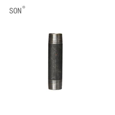 China Hot Dipped Galvanized / Electric Carbon Steel Black Male Threaded Flexible Pipe Nipples Barrel Nipples Water Coupler Equal for sale