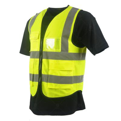 China Custom Logo High Visibility Reflective Class 2 Workwear High Visibility Working Safety Vest Mens Working Zipper T-Shirt With Multi Pockets for sale