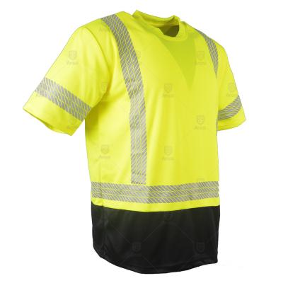 China Water Proof Custom High Visibility Safety T-shirt Men Construction Work Shirts Reflective T-Shirts Hi Viz for sale