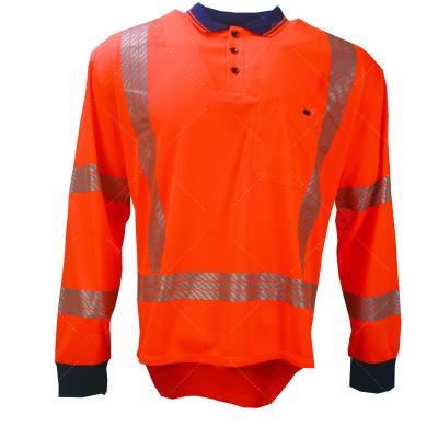 China High Quality Water Proof Safety Clothing Reflective Fasion For Men Safety Reflective Polo Shirt Long Sleeves for sale