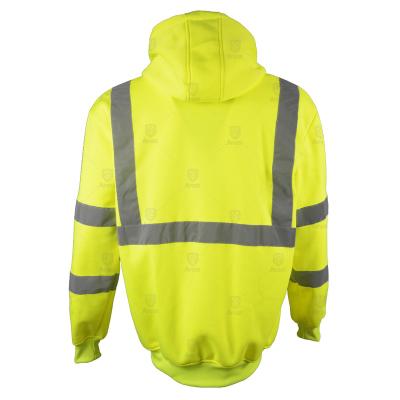 China Winter Warming Fabricate High Safety Visibility Sweatshirt Working Construction Hoodie Safety Reflective Polyester Fleece Sweater for sale